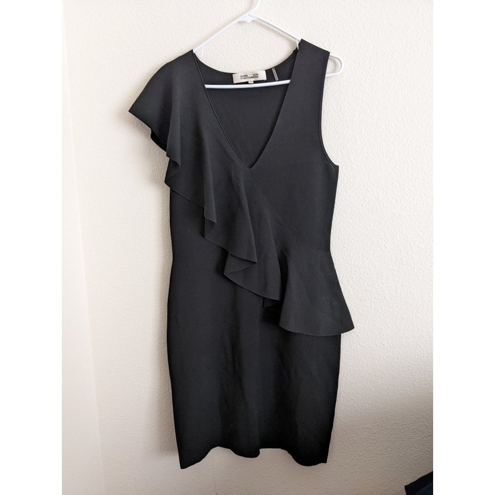 Diane von furstenberg black ruffle dress